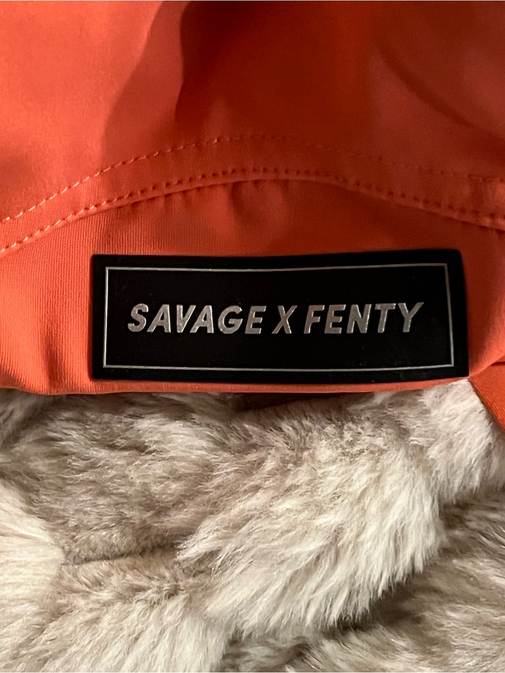 Savage X Fenty Kids Bright Orange Raincoat with Logo Patch